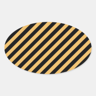 Beeswax Colour And Oblique Black Stripes Pattern Oval Sticker