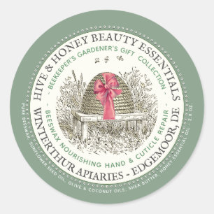 Beeswax Hand & Cuticle Repair with Skep and Bow Classic Round Sticker