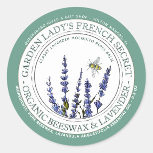 Beeswax Lavender Mosquito Repellant Lotion Bar  Classic Round Sticker