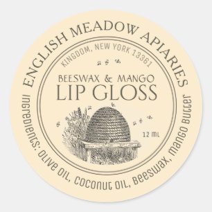 Beeswax lip gloss squeeze tube label