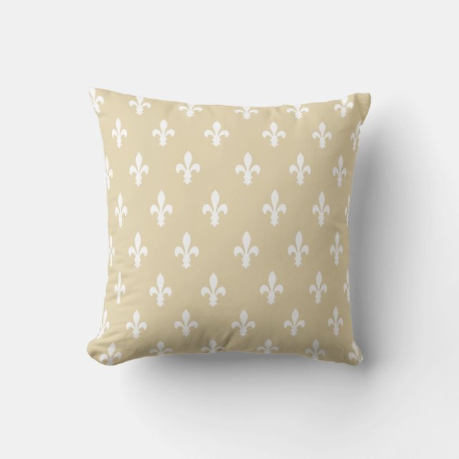 Beeswax Victorian Fleur de Lys Throw Pillow (Front)
