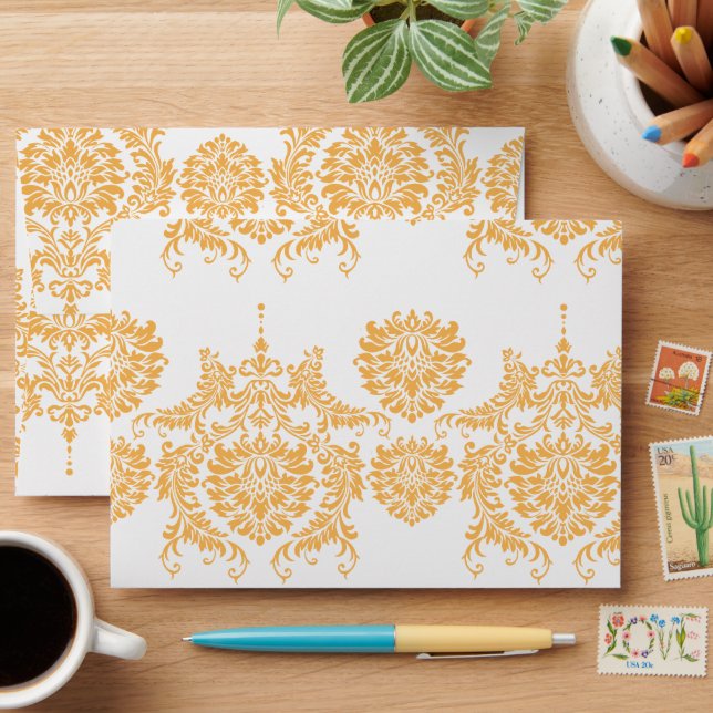 Beeswax Vintage Damask Envelopes (Desk)