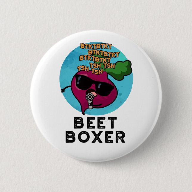 Beet Boxer Cute Beatbox Veggie Pun 2 Inch Round Button (Front)