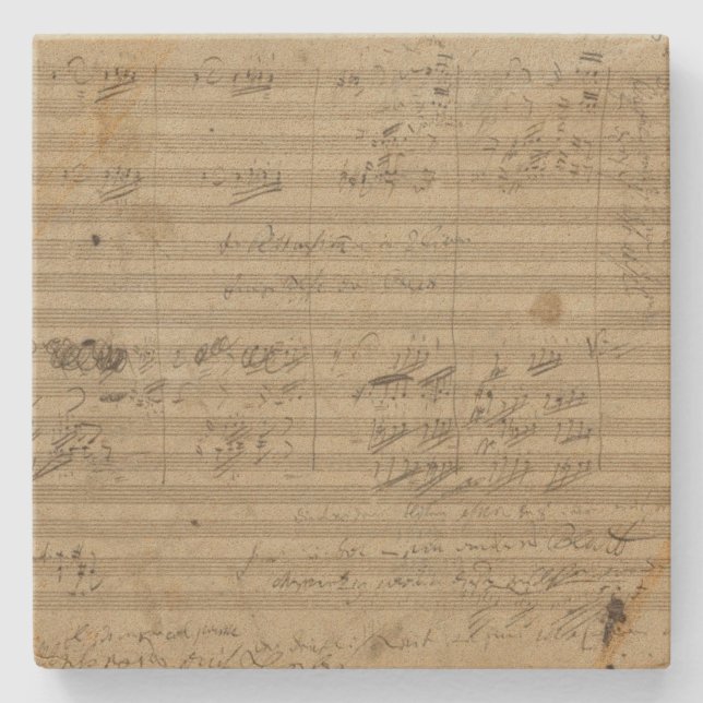 Beethoven 9th Symphony, Music Manuscript Stone Coaster (Front)