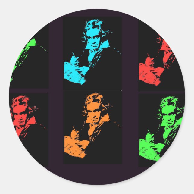 Beethoven Collage Classic Round Sticker (Front)