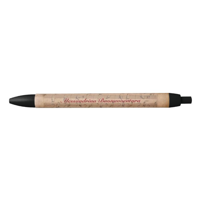 Beethoven Hammerklavier Sonata Customizable Name Black Ink Pen (Front)