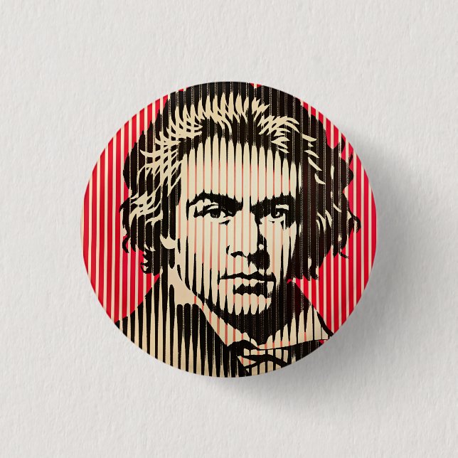 Beethoven in BAUHAUS optical illusion style 1 Inch Round Button (Front)