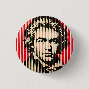 Beethoven in BAUHAUS optical illusion style 1 Inch Round Button