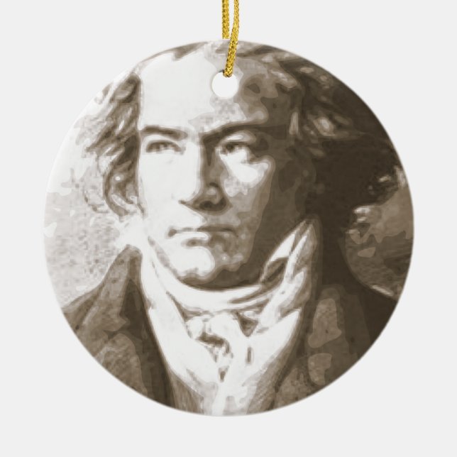 Beethoven In Sepia Ceramic Ornament (Front)