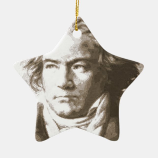 Beethoven In Sepia Ceramic Ornament (Front)
