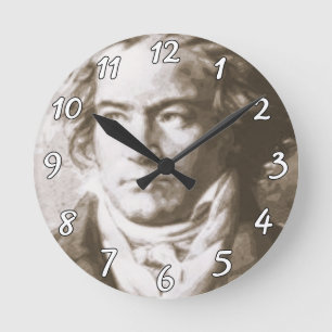 Beethoven In Sepia Custom Round Clock