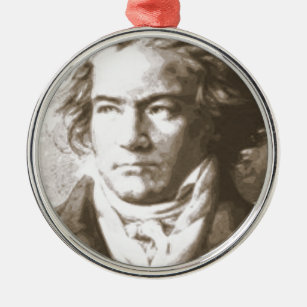 Beethoven In Sepia Metal Ornament