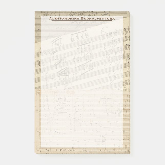 Beethoven Music Manuscript Medley Custom Name Post-it Notes (Front)