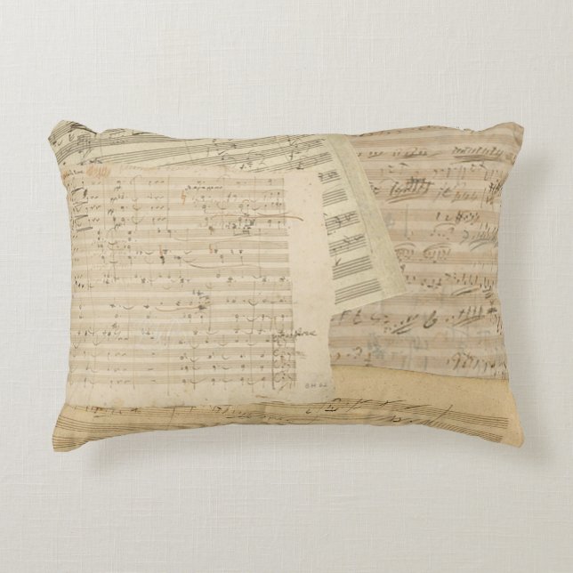Beethoven Music Manuscript Medley Decorative Pillow (Front)