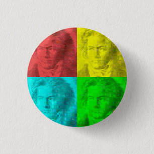 Beethoven Portrait In Squares 1 Inch Round Button