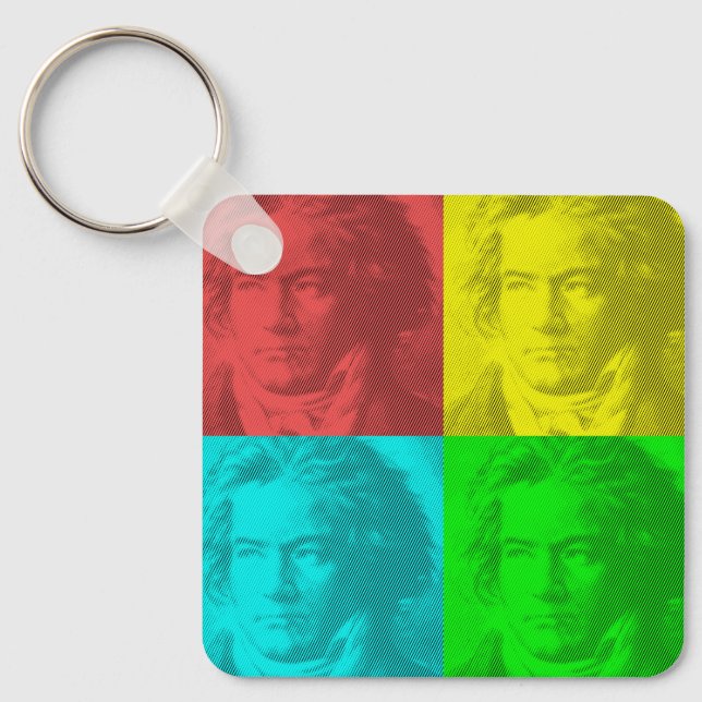 Beethoven Portrait In Squares Keychain (Front)