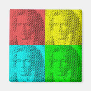 Beethoven Portrait In Squares Magnet