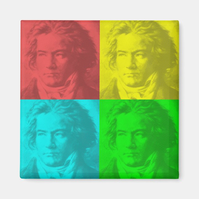 Beethoven Portrait In Squares Magnet (Front)