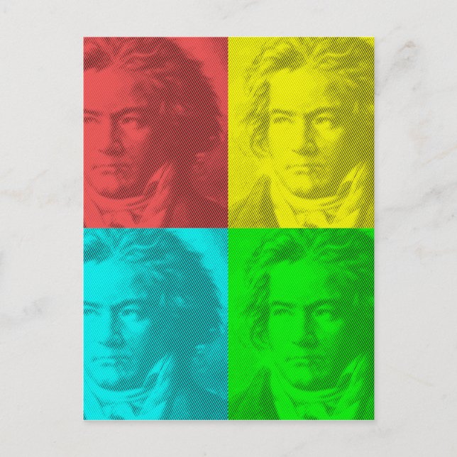 Beethoven Portrait In Squares Postcard (Front)