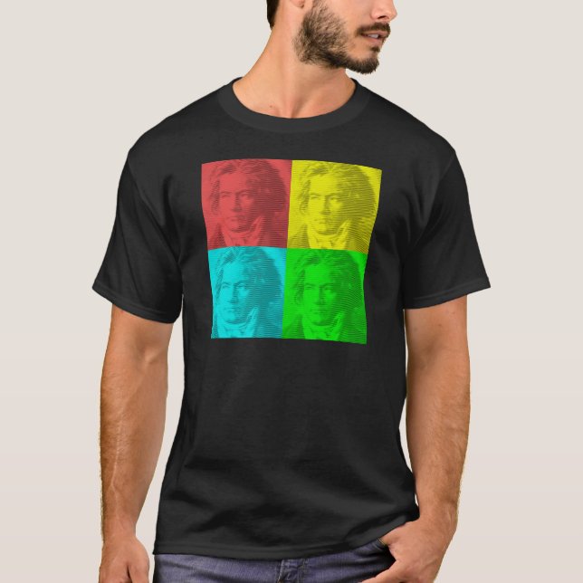 Beethoven Portrait In Squares T-Shirt (Front)