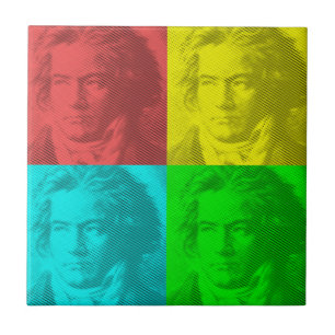 Beethoven Portrait In Squares Tile