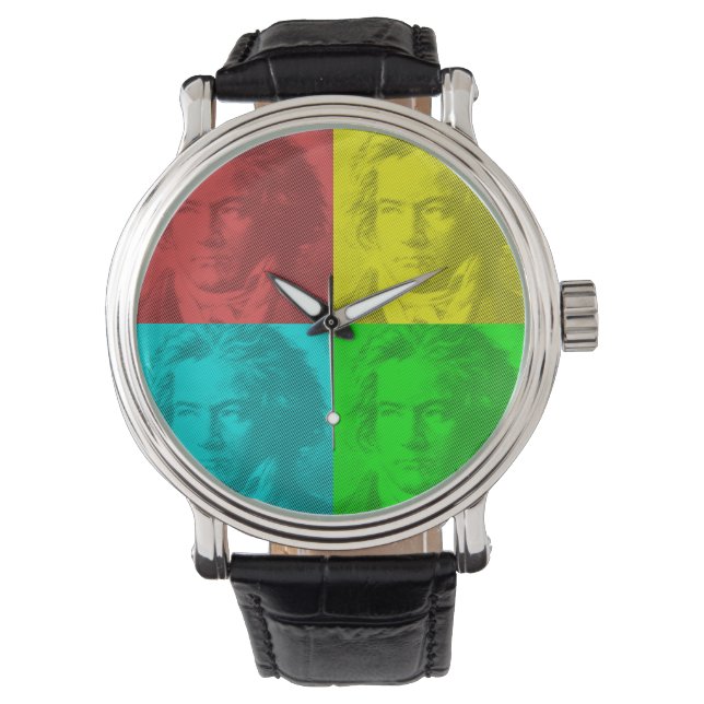 Beethoven Portrait In Squares Watch (Front)