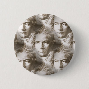 Beethoven Portrait Pattern 2 Inch Round Button