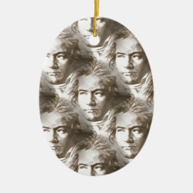 Beethoven Portrait Pattern Ceramic Ornament (Front)