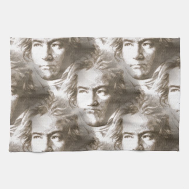 Beethoven Portrait Pattern Kitchen Towel (Horizontal)