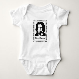 beethoven portrait with piano key frame baby bodysuit