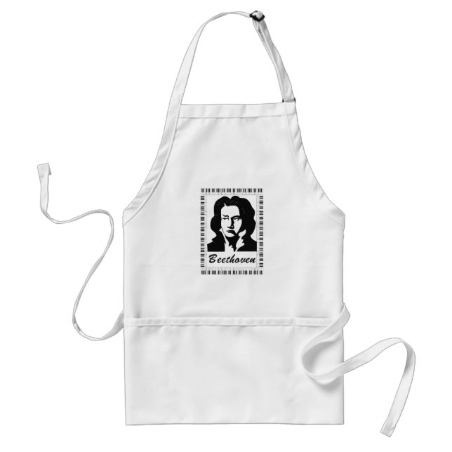 beethoven portrait with piano key frame standard apron (Front)