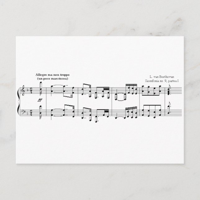Beethoven Symphony #9 (Black) Postcard (Front)