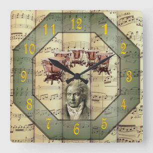 Beethoven ~ Symphony Orchestra ~ Timpani ~ Square Wall Clock