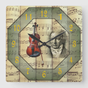 Beethoven ~ Symphony Orchestra ~Viola ~  Square Wall Clock