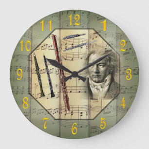 Beethoven~Symphony Orchestra~Woodwind Instruments~ Large Clock