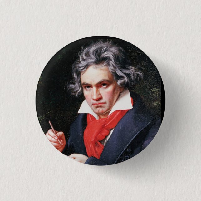 Beethoven writing 1 inch round button (Front)