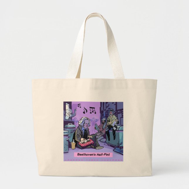 Beethoven's Half Pint Funny Gift Large Tote Bag (Front)