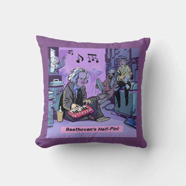 Beethoven's Half Pint Funny Throw Pillow (Front)