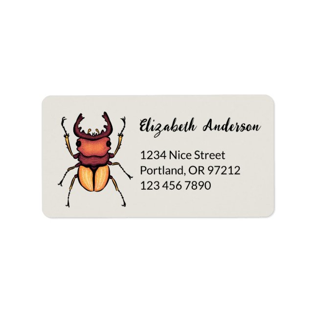 Beetle Art Entomology Insect Label (Front)