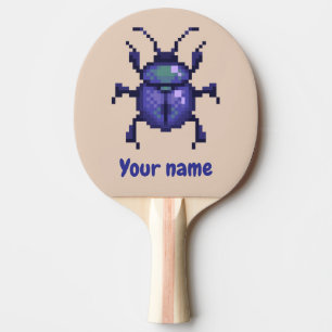 Beetle beetle, purple pixel art ping pong paddle