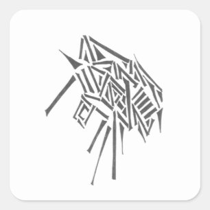 Beetle Black White Abstract Tribal Tattoo Art Square Sticker