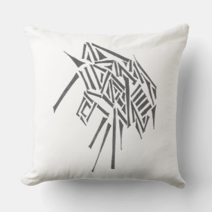 Beetle Black White Abstract Tribal Tattoo Art Throw Pillow