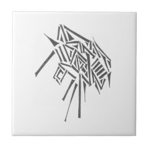 Beetle Black White Abstract Tribal Tattoo Art Tile
