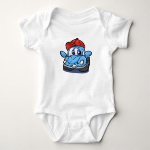 Beetle blue cartoon car  - Choose background colou Baby Bodysuit