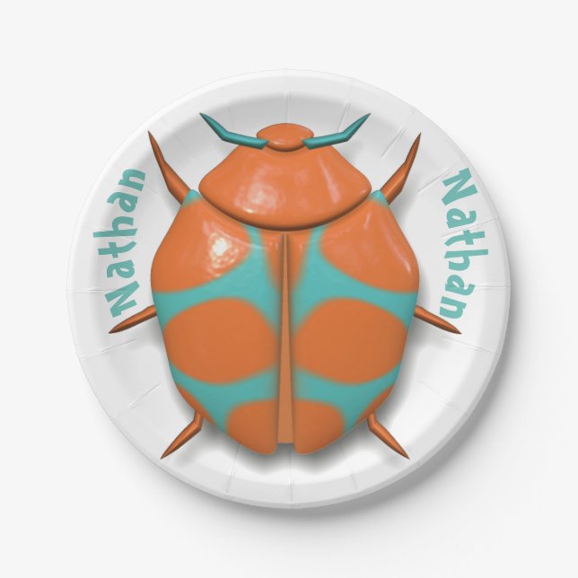 Beetle bug insect cute paper plate (Front)