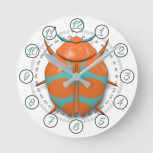 Beetle bug insect cute round clock