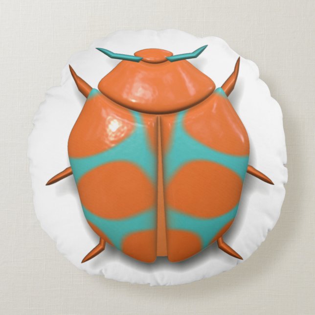 Beetle bug insect cute round pillow (Front)
