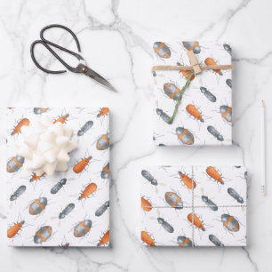 Beetle bug insect pattern wrapping paper sheet