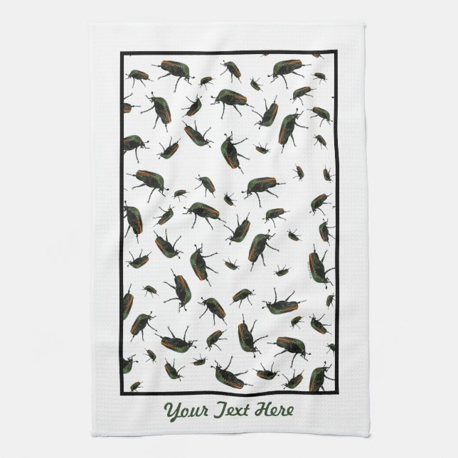 Beetle Bug Kitchen Towel Optional Personalization (Vertical)