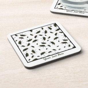 Beetle Bug Plastic Coasters - Personalized Option